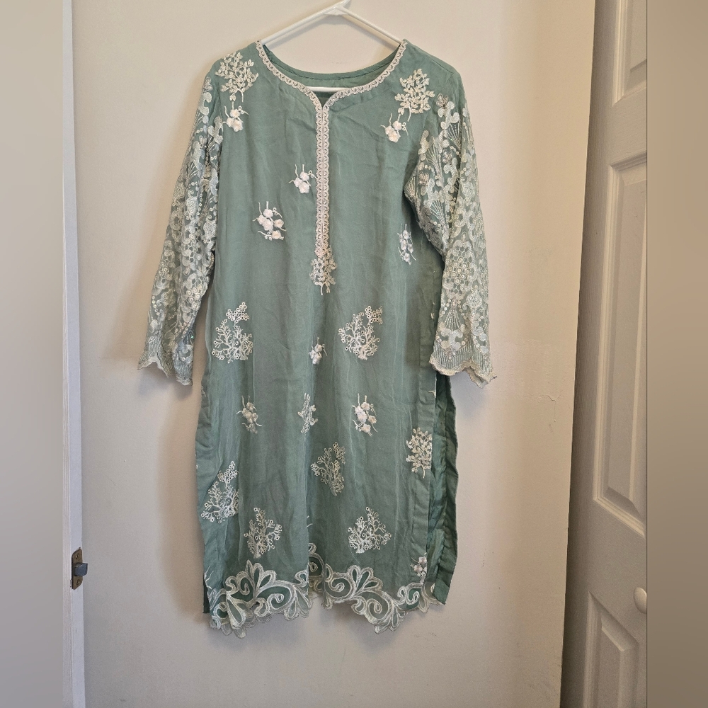 Light green chiffon salwar kameez